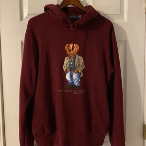 Men’s Polo Teddy Bear Burgundy Hoodie